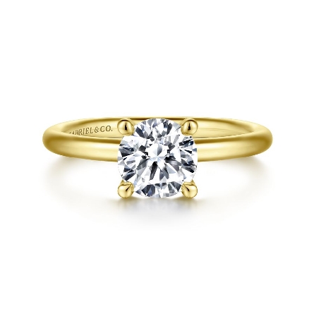 14K Yellow Gold Gabriel LARK Solitaire Engagement Ring for a 1.5ct Round Center Stone (not included) Size 6.5 #ER15619R4Y4JJJ (S1364268)