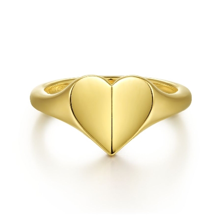 14K Yellow Gold Folded Heart Ring Size 6.5 #LR5...