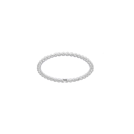14K White Gold Simple Solid Ball Stackable Band...