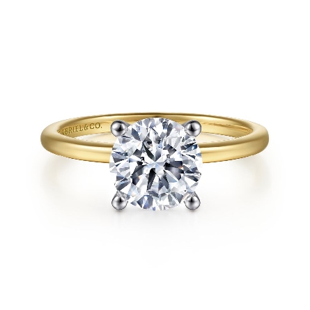 14K Yellow and White Gold Gabriel EVELINA 4 Prong Solitaire Engagement Ring Mounting for 1.25ct Round Center Stone (not included) Size 6.5 #ER15960R6M4JJJ (S1636062)