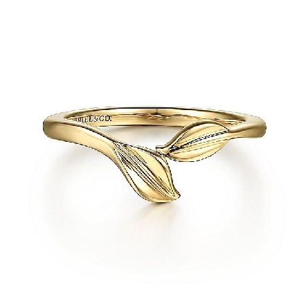 14K Yellow Gold Gabriel Bypass Leaf Ring Size 6...