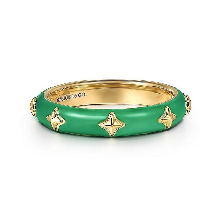 14K Yellow Gold Gabriel and Co Stackable Green ...