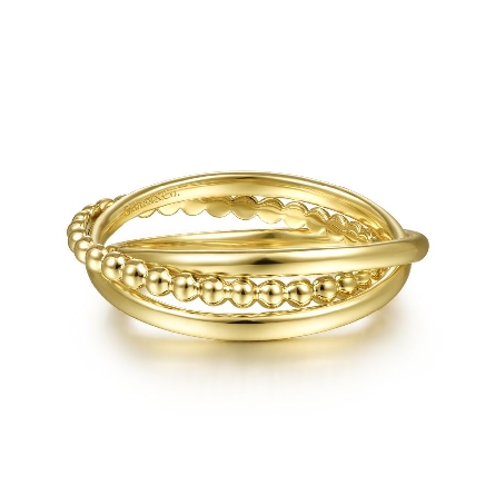 14K Yellow Gold Bujukan Criss Cross Rolling Rin...