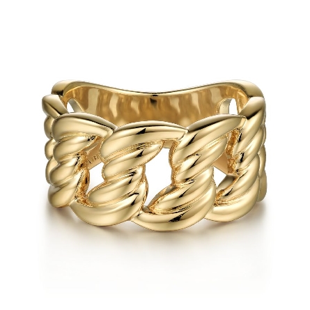 14K Yellow Gold Large Link Ring Size 6.5 #LR521...