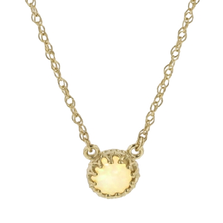 14K Yellow Gold 18inch Necklace w/6mm Opal=.53ct