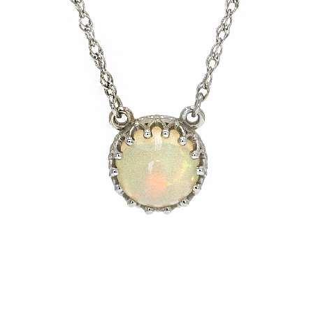 14K White Gold 18inch Necklace w/8mm Opal=1.50c...