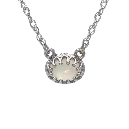 14K White Gold 18inch Necklace w/7x5mm Opal=.54...
