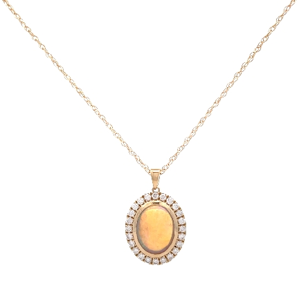 14K Yellow Gold Custom Oval Halo 18inch Necklac...