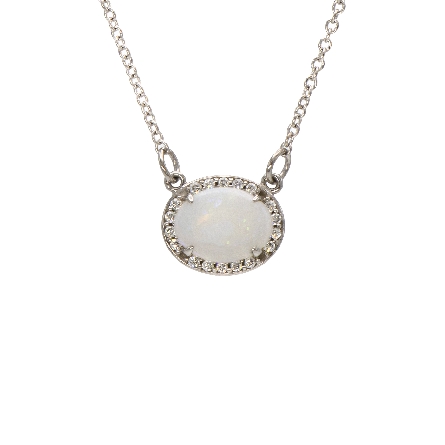 14K White Gold 16.5inch East-West Halo Necklace...