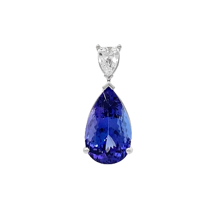 14K White Gold Custom 2Stone Pendant w/1 Pear S...