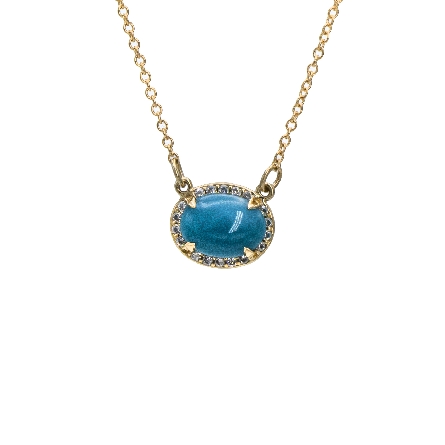 14K Yellow Gold 18.5inch Turquoise East-West Ha...