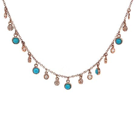 14K Rose Gold 16-18inch Dangles Necklace w/5Tur...