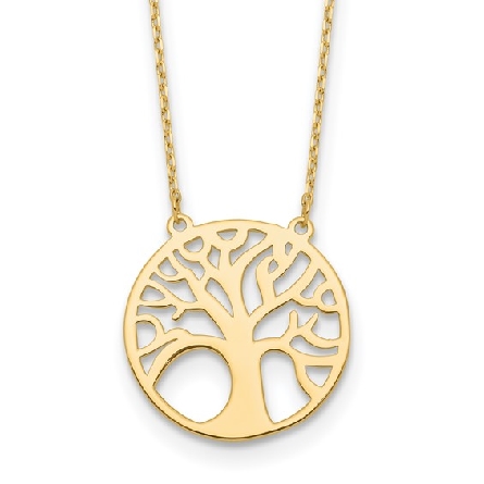 14K Yellow Gold Tree of Life Necklace 1.74gr #L...