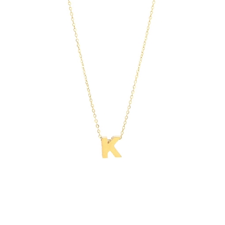 14K Yellow Gold Initial K Block Letter on 16-18...