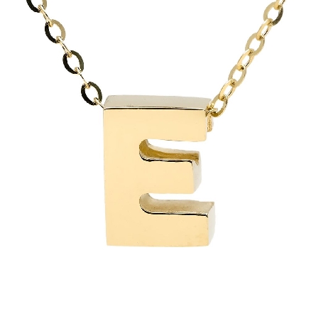 14K Yellow Gold Initial E Block Letter on 16-18...