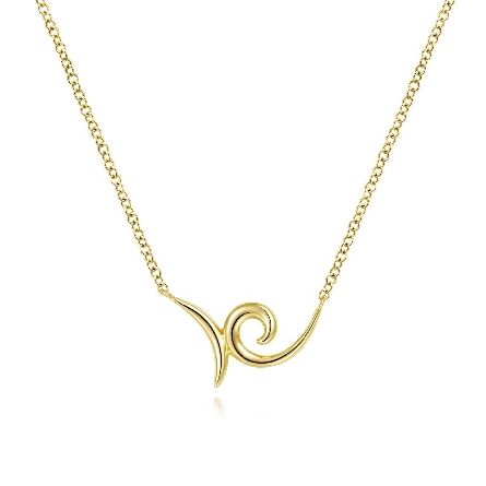 14K Yellow Gold 15.5-17.5inch Swirl Necklace #N...