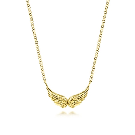 14K Yellow Gold 15.5-17.5inch Wing Necklace #NK...