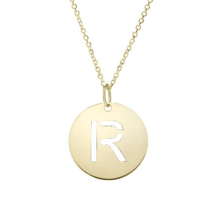 14K Yellow Gold 16-18inch Polished Initial R Cu...