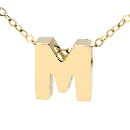 14K Yellow Gold Initial M Block Letter on 16-18...