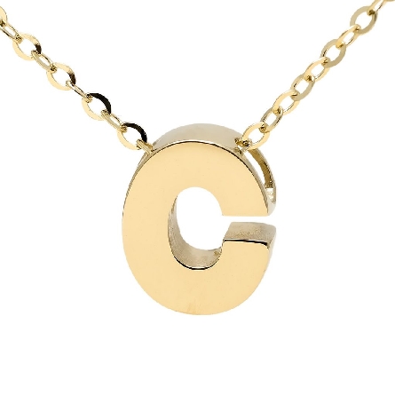 14K Yellow Gold Initial C Block Letter on 16-18inch Adjustable Chain #INIT.C