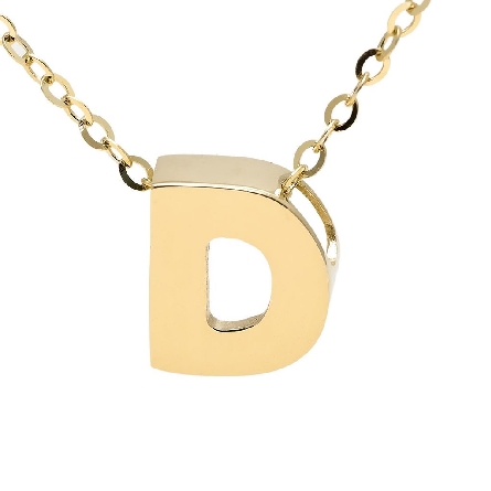 14K Yellow Gold Initial D Block Letter on 16-18...