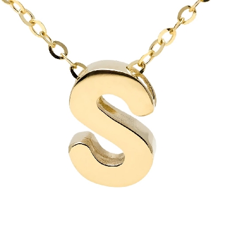 14K Yellow Gold Initial S Block Letter on 16-18...