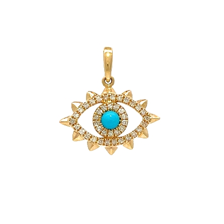 /home/earthtreasures/catalog.shopearthtreasures.com/imagedumplarge/EARTH_K19-00657.jpg 14K Yellow Gold Turquoise Evil Eye Pave Pendant...