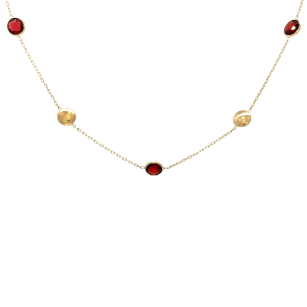 /home/earthtreasures/catalog.shopearthtreasures.com/imagedumplarge/EARTH_K2-00924.jpg 14K Yellow Gold Adjustable 17-18inch Garnet Peb...