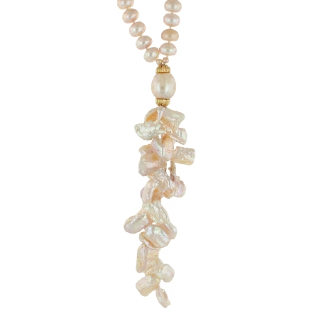 14K Yellow Gold 33inch Natural Freshwater Pearl...