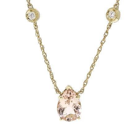 14K Yellow Gold 18inch Necklace w/Pear Shaped M...