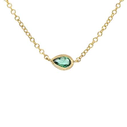 14K Yellow Gold 17.5-18inch Pear Bezel Necklace...