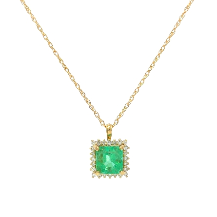 /home/earthtreasures/catalog.shopearthtreasures.com/imagedumplarge/EARTH_K5-00833.jpg 14K Yellow Gold Square Halo Pendant w/1 Emerald...