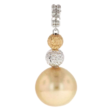 18K Two Tone Gold Golden South Sea Pearl Sparkl...