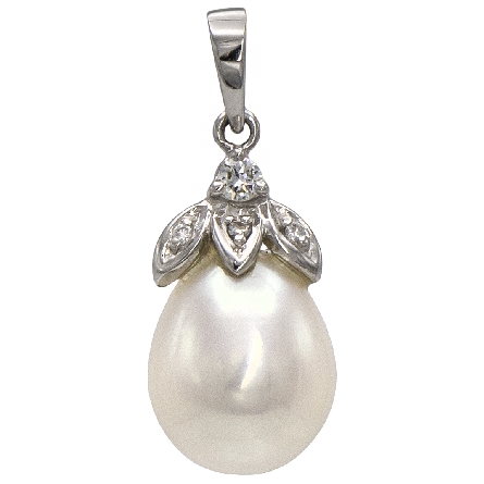 14K White Gold 9-9.5mm Cultured Freshwater Pear...