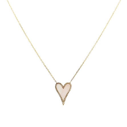14K Yellow Gold 16-18inch Heart Necklace w/Moth...
