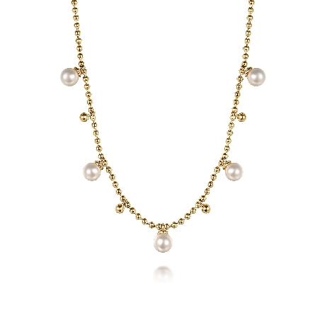 14K Yellow Gold Gabriel Bujukan Fresh Water Pea...