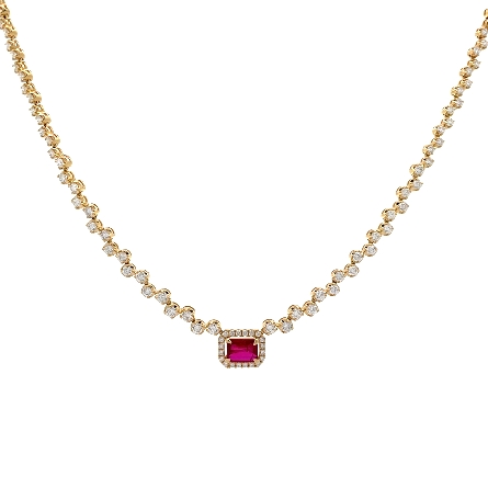 14K Yellow Gold 18inch East to West Halo Offset...