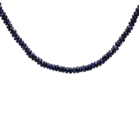 18K White Gold 16inch Bead Necklace w/Sapphire=...