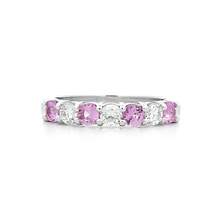14K White Gold Alternating Prong Set Band w/3Di...