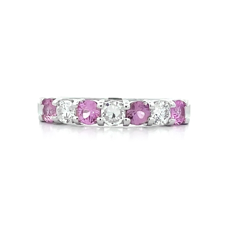 14K White Gold Alternating Prong Set Band w/3Di...