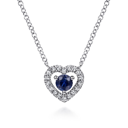 14K White Gold Heart Pendant Necklace Adjustabl...