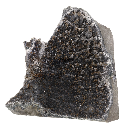Black Drusy with Brown Specks Geode 5  H x 5  W x 3  D