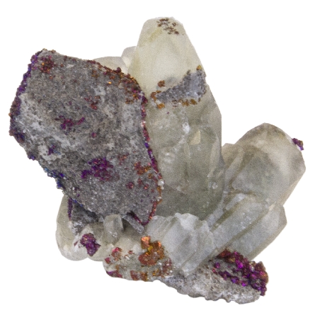 Quartz Crystals Encrusted w/Chalcopyrite 2  W x 1.5  D x 2  H