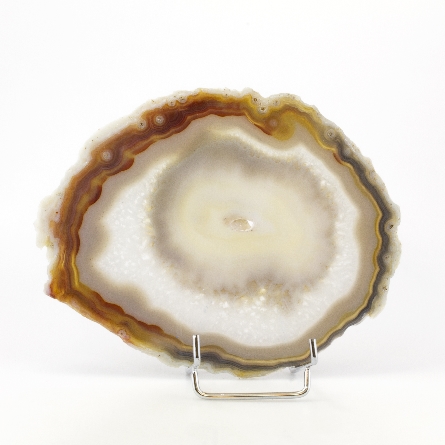 White Banded Agate Slice with Drusy Center 7.75...