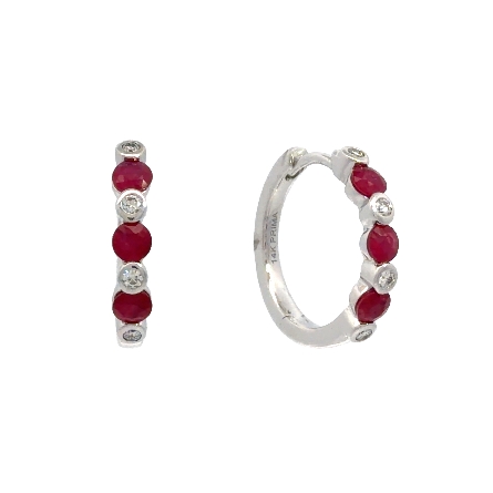 /home/earthtreasures/catalog.shopearthtreasures.com/imagedumplarge/EARTH_O1-00842.jpg 14K White Gold Huggie Hoop Earrings w/Rubies=.4...