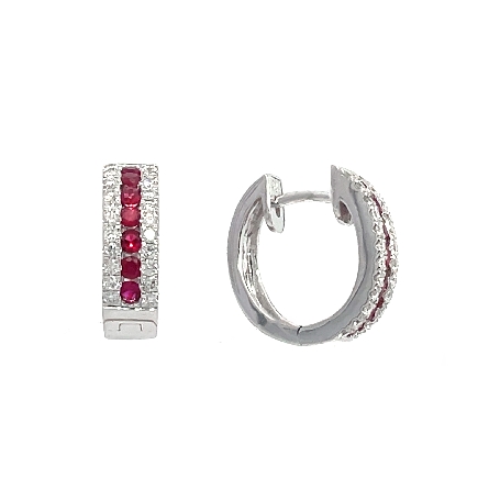 /home/earthtreasures/catalog.shopearthtreasures.com/imagedumplarge/EARTH_O1-00846.jpg 18K White Gold 3Row Huggie Hoop Earrings w/Rubi...