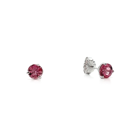 14K White Gold Martini Stud Earrings w/2 Pink T...