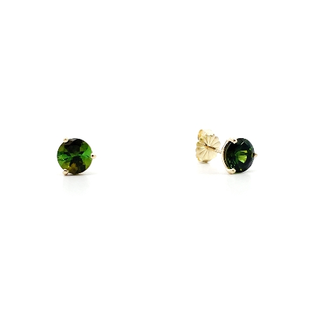 14K Yellow Gold Martini Stud Earrings w/2 Green...