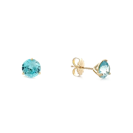 14K Yellow Gold 6mm Martini Stud Earrings w/2Bl...