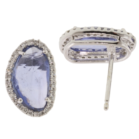 18K White Gold Earrings w/2Sapphire=4.09ctw and...